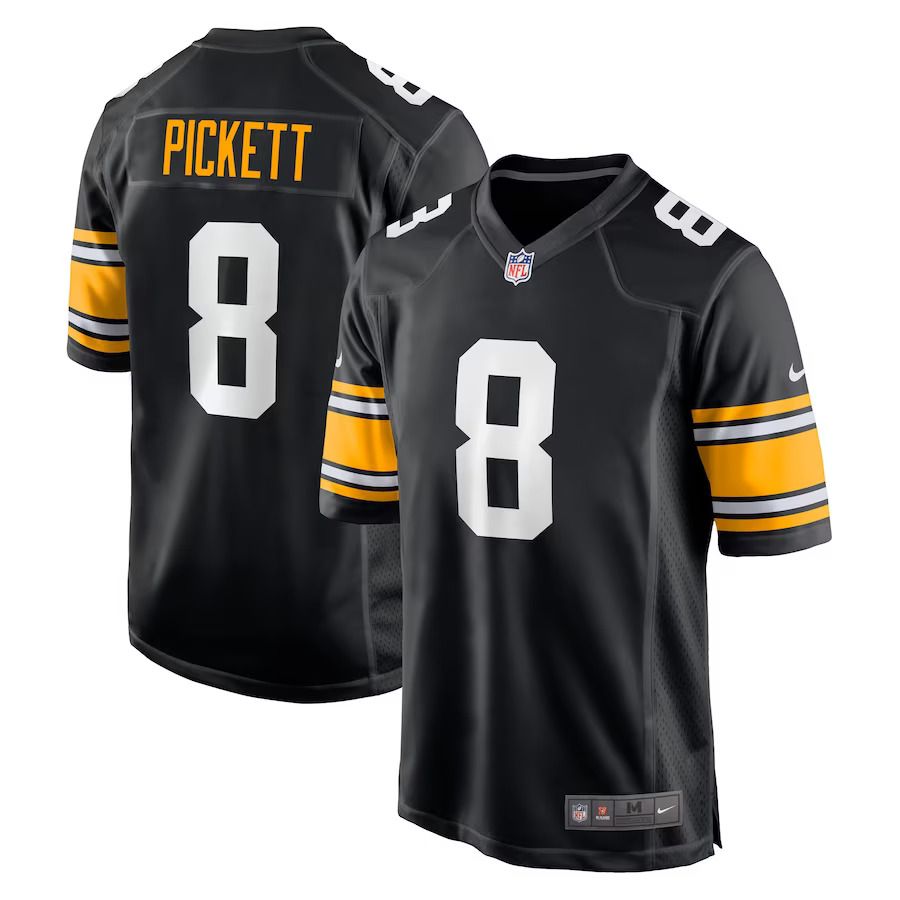 Men Pittsburgh Steelers 8 Kenny Pickett Nike Black Player Game NFL Jersey